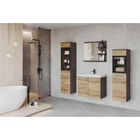 KÚPEĽŇA antracitová, farba duba košíčkatého  - biela/antracitová, Lifestyle, kompozitné drevo/plast (120,4/131,5/34,5cm) - P & B