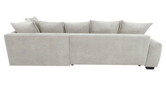 ECKSOFA Elfenbein Cord Rückenkissen, Armlehnenkissen, Bettkasten, Schlaffunktion, Rücken echt, Liegefläche im Originalstoff  - Elfenbein/Schwarz, KONVENTIONELL, Kunststoff/Textil (304/212cm) - Carryhome