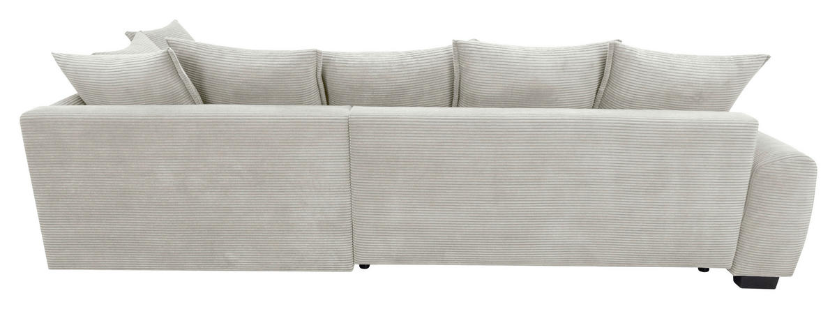 ECKSOFA Elfenbein Cord Rückenkissen, Armlehnenkissen, Bettkasten, Schlaffunktion, Rücken echt, Liegefläche im Originalstoff  - Elfenbein/Schwarz, KONVENTIONELL, Kunststoff/Textil (304/212cm) - Carryhome