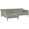 ECKSOFA in Struktur Greige 205/280 cm - Greige/Schwarz, Design, Textil/Metall (205/280cm) - Xora
