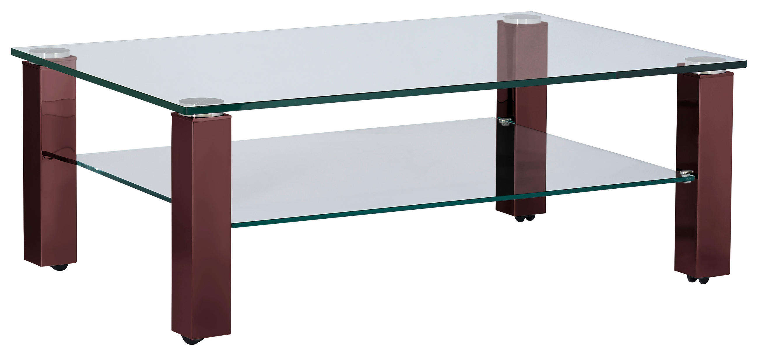 COUCHTISCH Kristallglas 110/70/42,5 cm rechteckig Rot, Schwarz  - Rot/Schwarz, Design, Glas/Kunststoff (110/70/42,5cm)