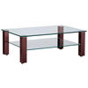 COUCHTISCH in Metall, Glas 110/70/42,5 cm  - Rot/Schwarz, Design, Glas/Kunststoff (110/70/42,5cm)