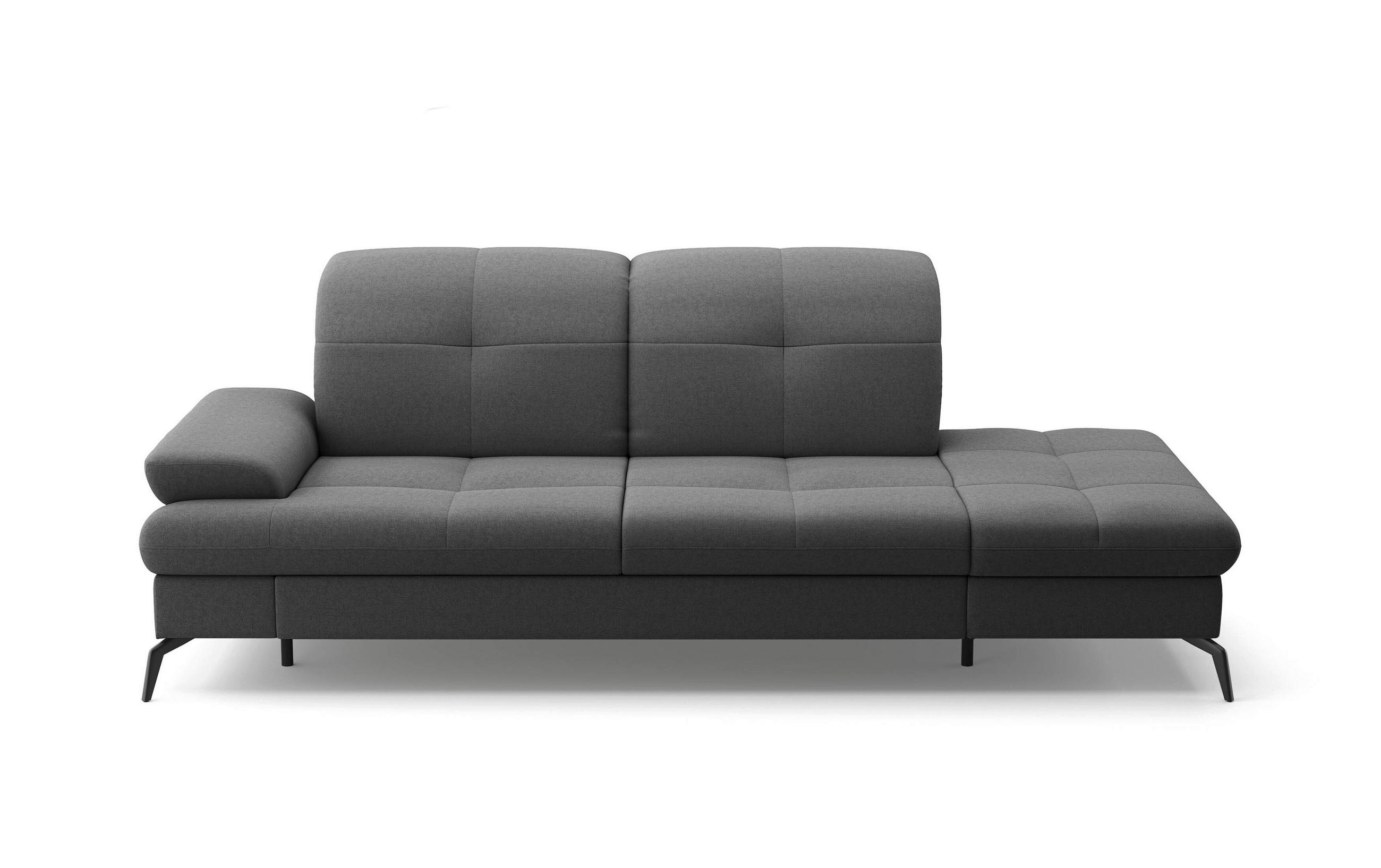 RÉCAMIERE in Flachgewebe Dunkelgrau - Dunkelgrau/Schwarz, Konventionell, Textil/Metall (231/90/122cm) - Sit & More