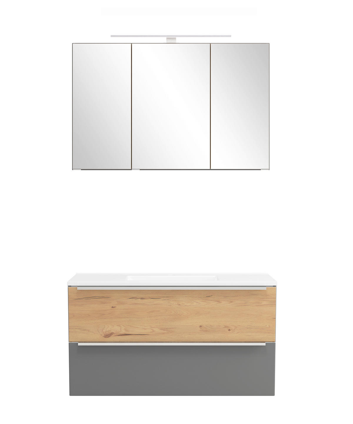 BADEZIMMER 2-teilig  in  - Wildeiche/Edelstahlfarben, Trend, Glas/Holzwerkstoff (100/200/47cm) - Held