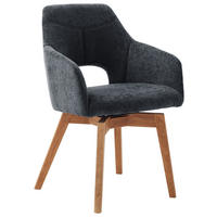 ARMLEHNSTUHL  automatische Rückholfunktion, Sitzfläche 180° drehbar, abwischbar, Gestellauswahl, erweiterbar, Beinauswahl Mikrofaser  Wildeiche, Schwarz  - Wildeiche/Schwarz, Design, Holz/Textil (57/84/57cm) - Voleo