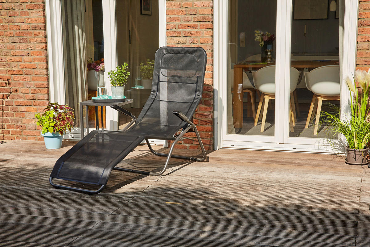 GARTENLIEGE 72,5/103,5/144 cm  - Anthrazit/Schwarz, MODERN, Textil/Metall (72,5/103,5/144cm) - Siena Garden