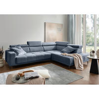 ECKSOFA INTERA Hellblau Chenille Kopfteilverstellung, Sitzvorzug  - Schwarz/Hellblau, KONVENTIONELL, Textil/Metall (305/225cm) - Livetastic