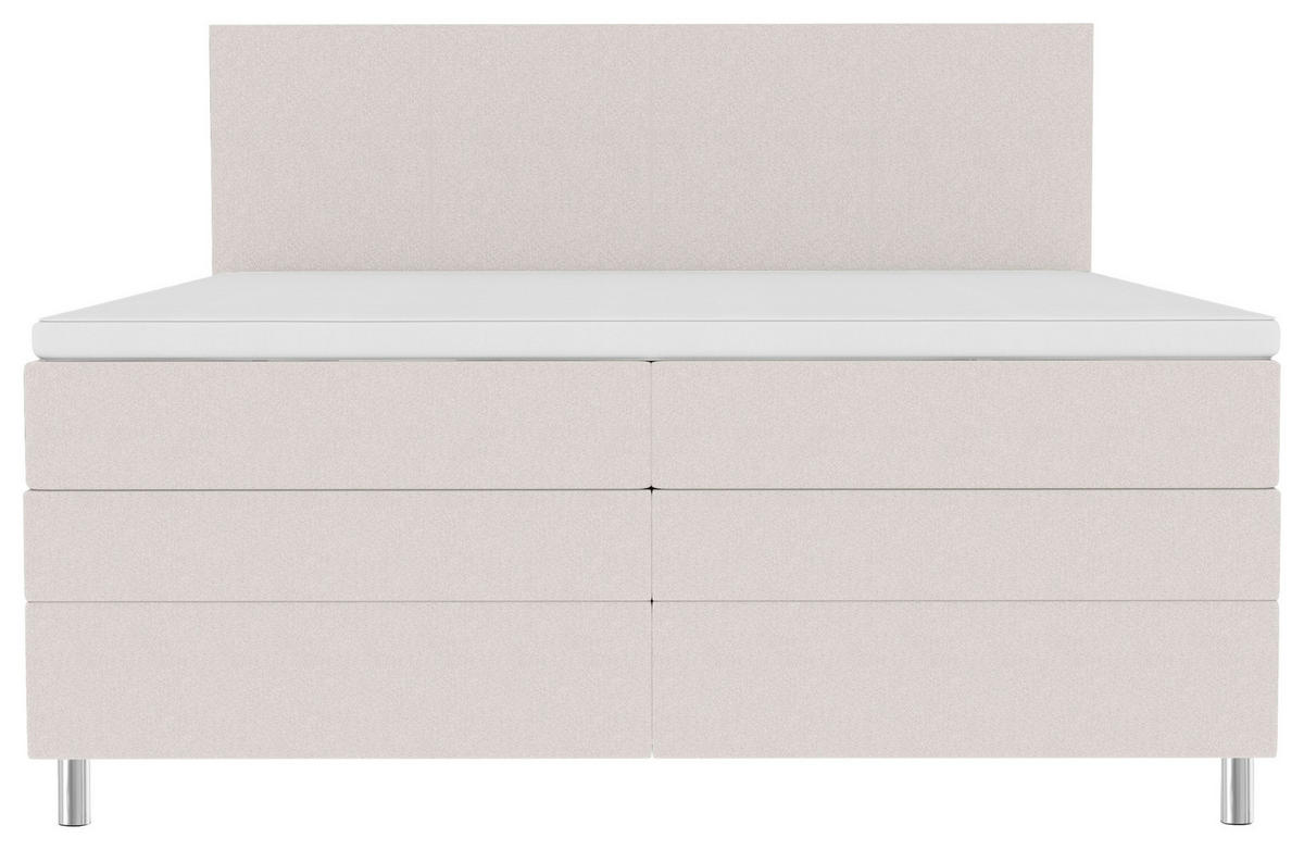 BOXSPRINGBETT 200/200 cm,  in Creme, Bettkasten, Topper, Matratzen, H3 = fest  - Chromfarben/Creme, KONVENTIONELL, Kunststoff/Textil (200/200cm) - Boxxx