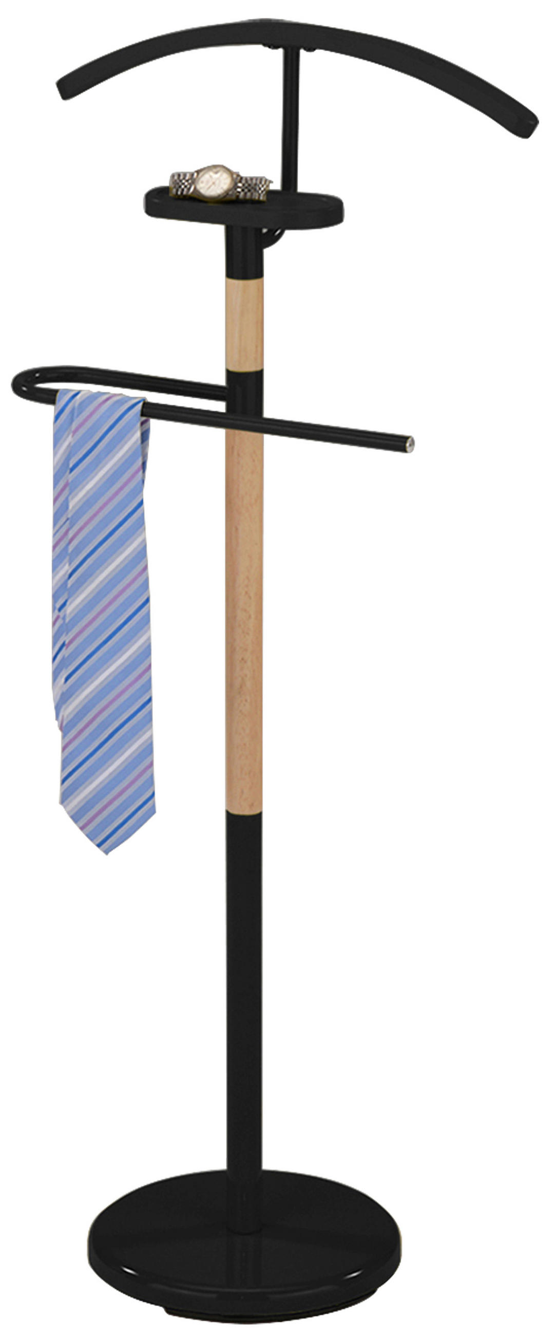 HERRENDIENER Schwarz, Buchefarben  - Buchefarben/Schwarz, Basics, Holz/Metall (47/112/29cm)