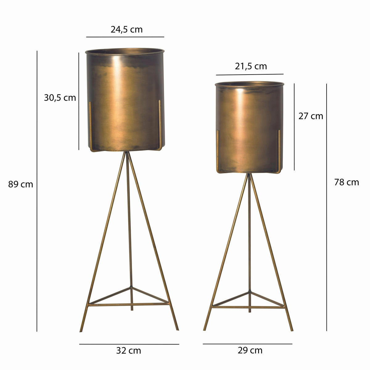 DEKOVASE  - Goldfarben, Design, Metall (32/89/32cm) - Livetastic