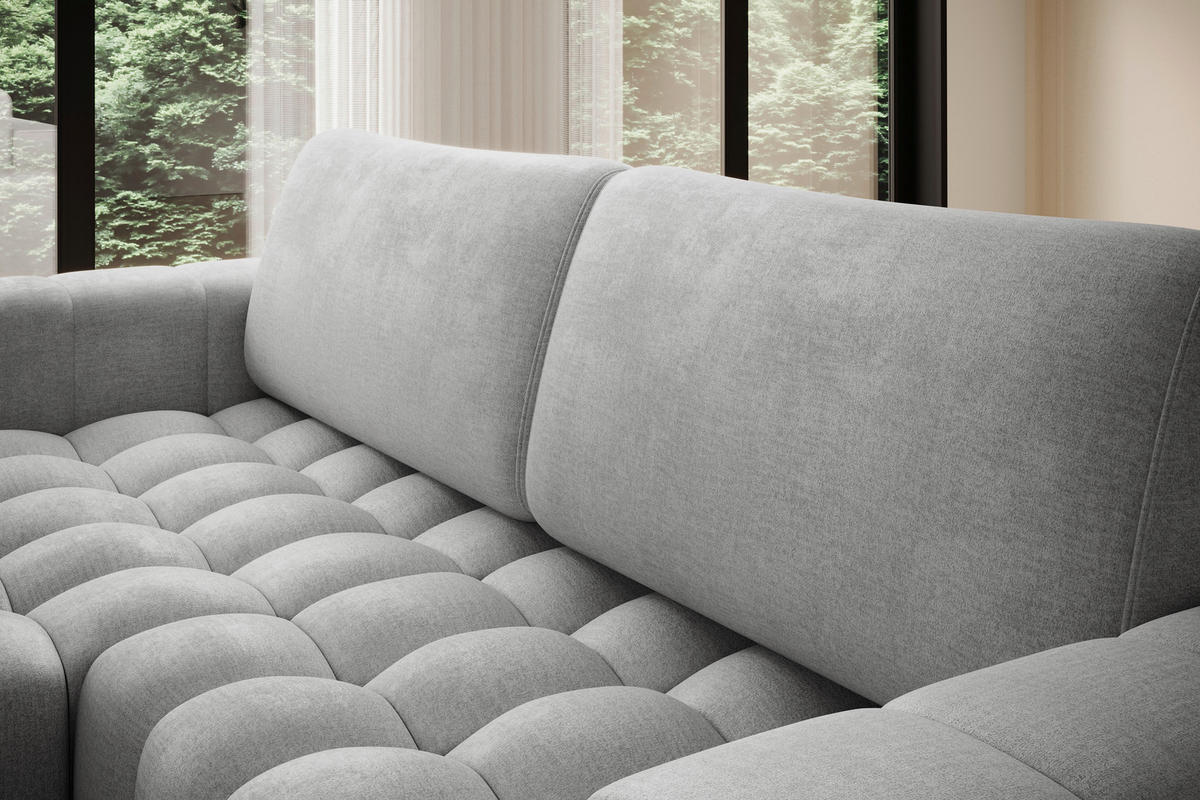 ECKSOFA BONETT in Samt Hellgrau  175/250 cm  - Hellgrau/Schwarz, Design, Kunststoff/Textil (175/250cm) - MID.YOU