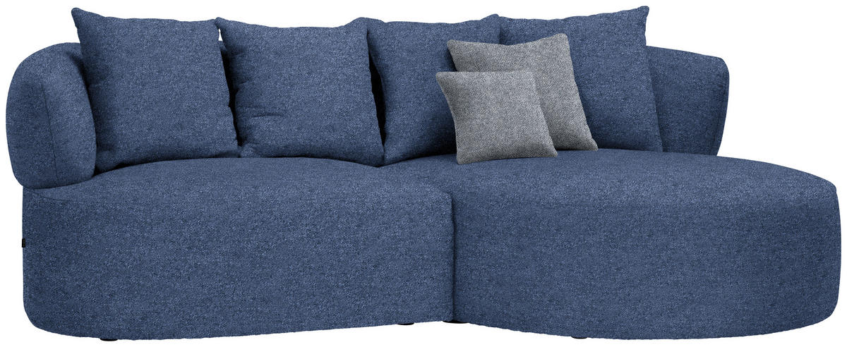 ECKSOFA in Flachgewebe Dunkelblau  235/166 cm  - Dunkelgrau/Schwarz, MODERN, Kunststoff/Textil (235/166cm) - Hom`in