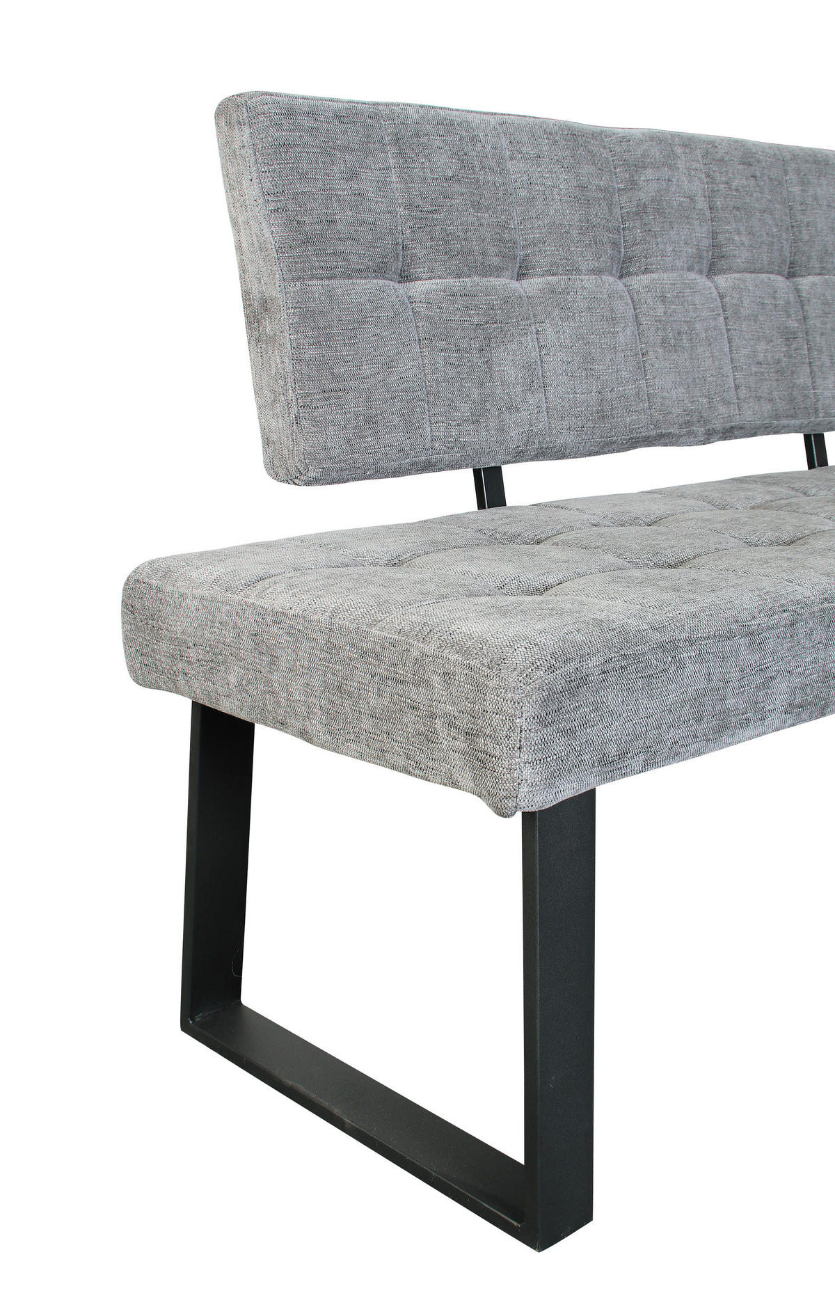 ECKBANK 134/185 cm Webstoff Hellgrau   - Hellgrau/Schwarz, MODERN, Textil/Metall (134/185cm) - MID.YOU