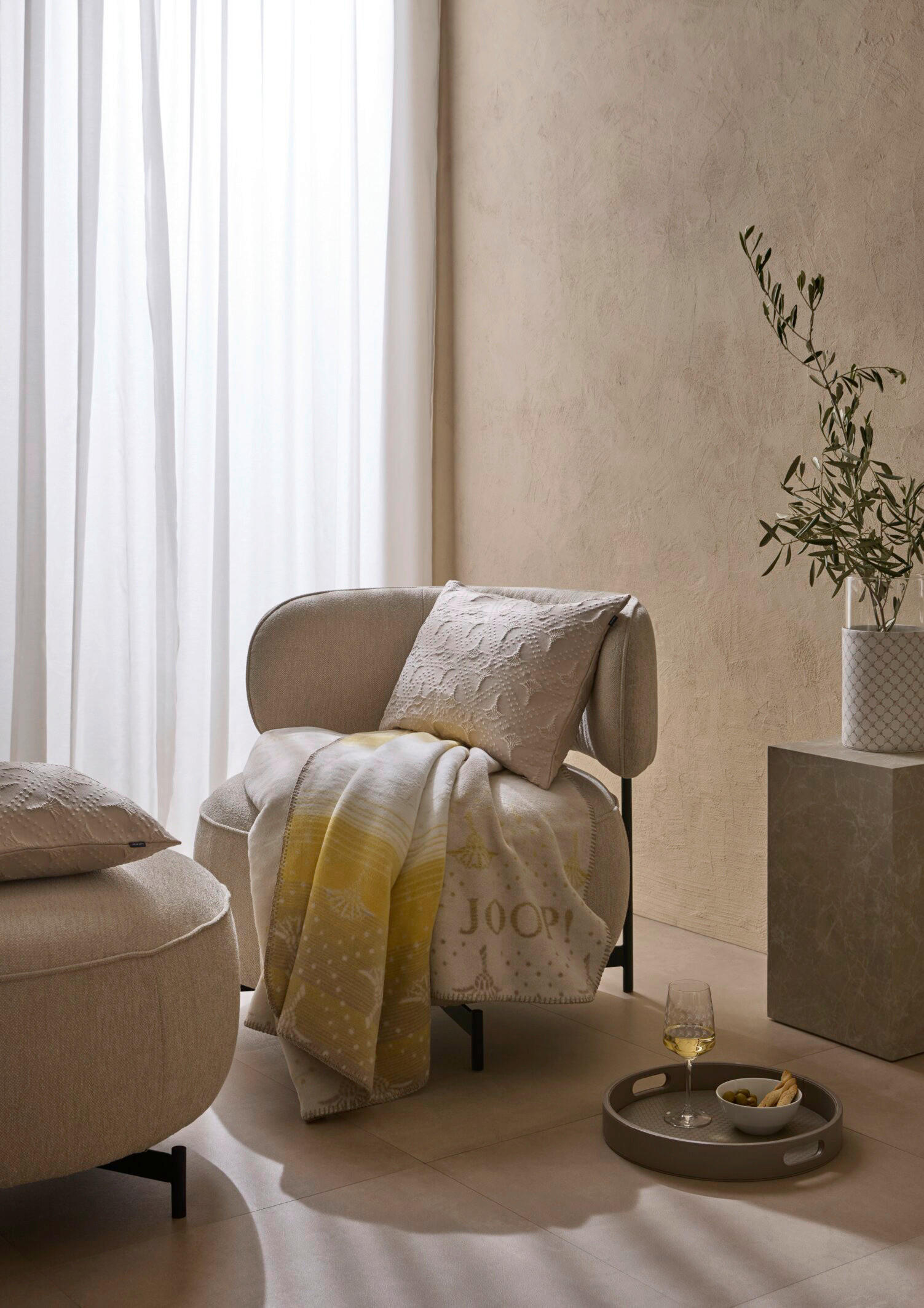 KISSENHÜLLE J! Cornflower Charm natur 40/40 cm  - Creme/Naturfarben, Design, Textil (40/40cm) - Joop!