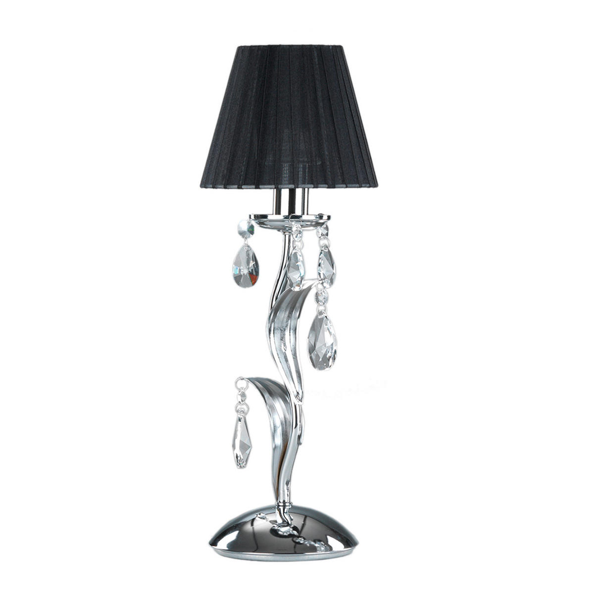 TISCHLEUCHTE 16/45 cm   - Chromfarben/Schwarz, KONVENTIONELL, Textil/Metall (16/45cm)