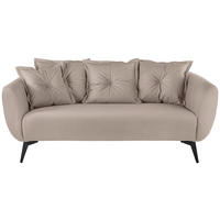 2,5-SITZER Lederlook Beige  - Beige/Schwarz, MODERN, Textil/Metall (196/94/103cm) - Livetastic