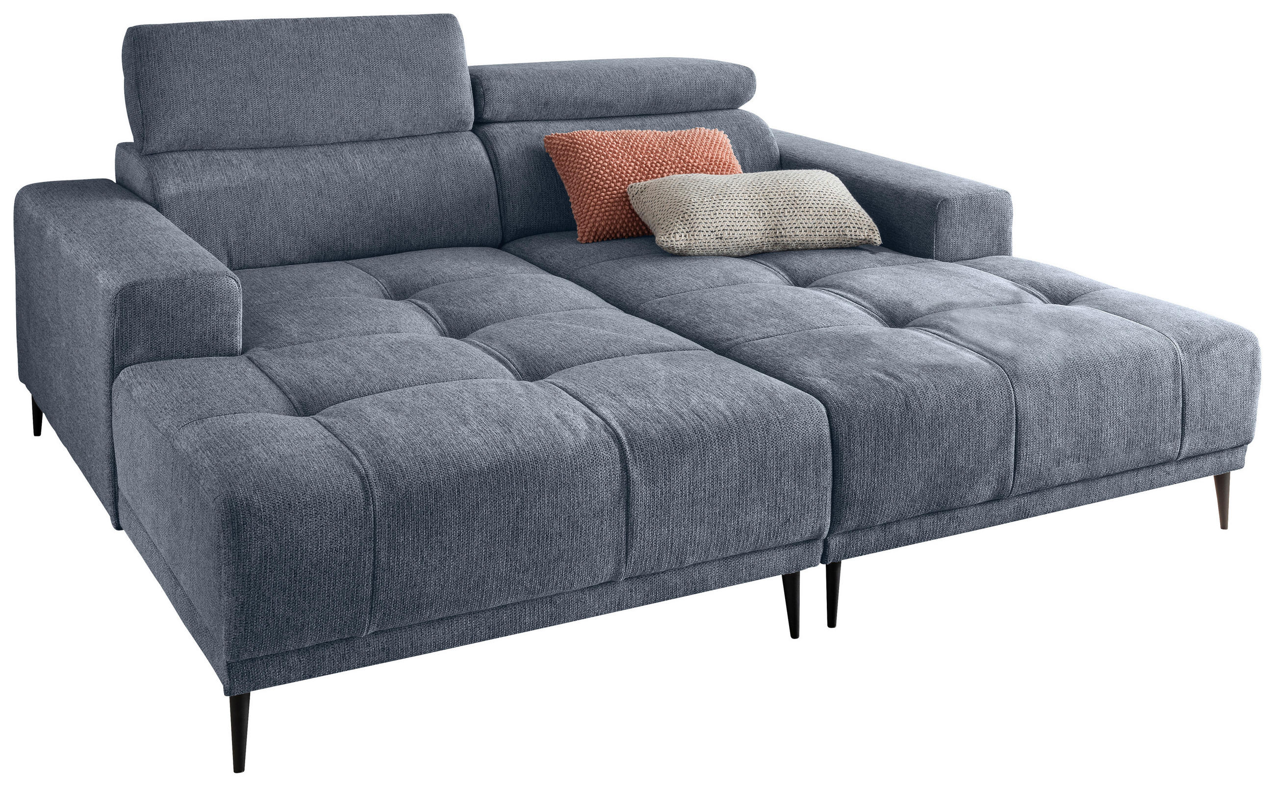 ECKSOFA in Chenille Hellblau  200/188 cm  - Schwarz/Hellblau, KONVENTIONELL, Textil/Metall (200/188cm) - Livetastic