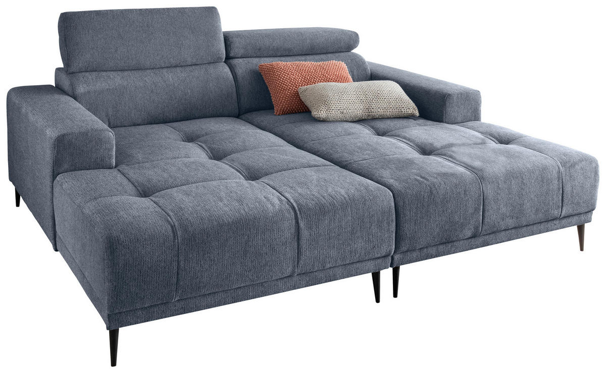 ECKSOFA in Chenille Hellblau  200/188 cm  - Schwarz/Hellblau, KONVENTIONELL, Textil/Metall (200/188cm) - Livetastic