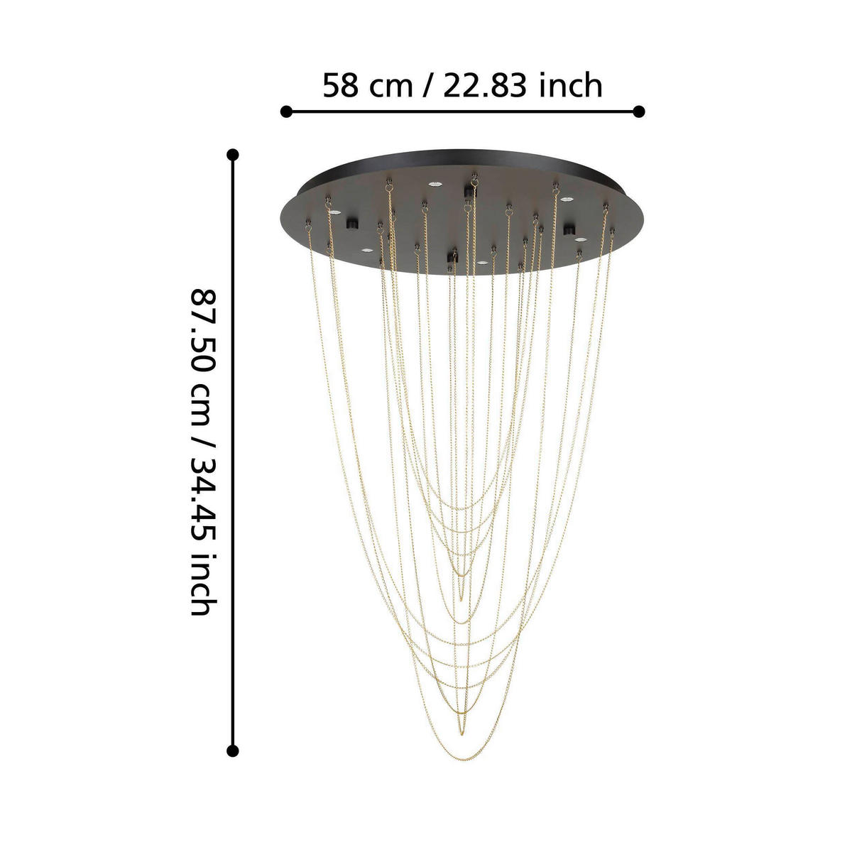 LED-HÄNGELEUCHTE 58/87,5 cm  - Messingfarben/Schwarz, Design, Metall (58/87,5cm) - Eglo