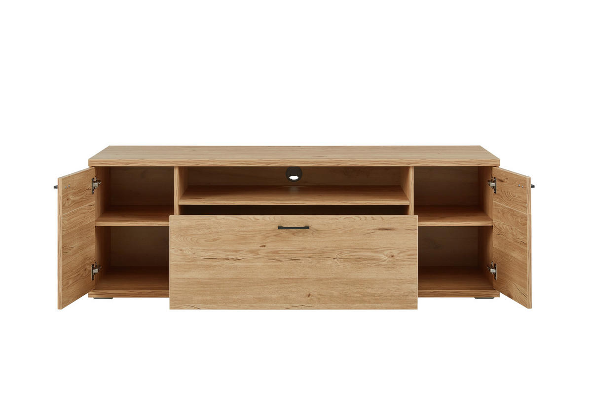 TV-ELEM 160/54,6/50 cm  - tölgyfa színű/fekete, Lifestyle, műanyag/faalapú anyag (160/54,6/50cm) - home24