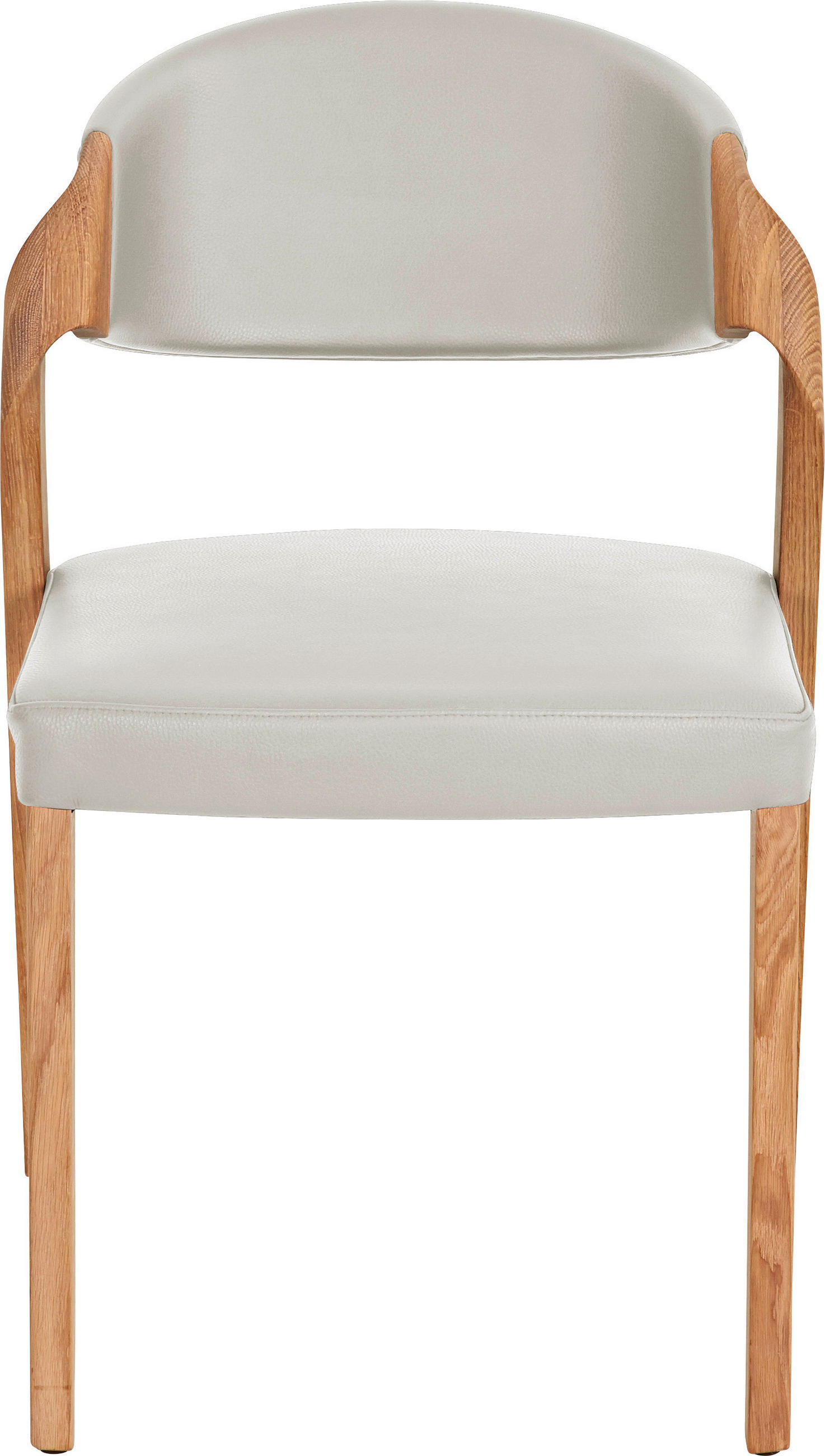 STUHL in Echtleder pigmentiert - Weiss/Eichefarben, Natur, Leder/Holz (53/82/57cm) - Voglauer