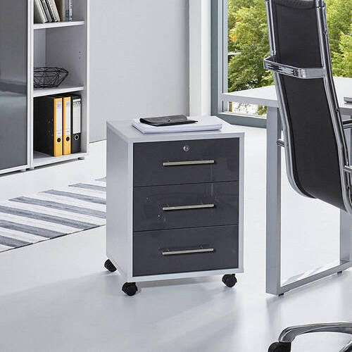 ROLLCONTAINER Grau, Anthrazit Hochglanz  - Edelstahlfarben/Anthrazit Hochglanz, MODERN, Holzwerkstoff/Kunststoff (44/58/40cm) - MID.YOU