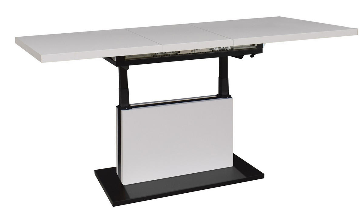 COUCHTISCH Lift Couchtisch rechteckig Schwarz, Weiß  - Schwarz/Weiß, Design, Holzwerkstoff/Metall (120-160/56-75/70cm) - MID.YOU