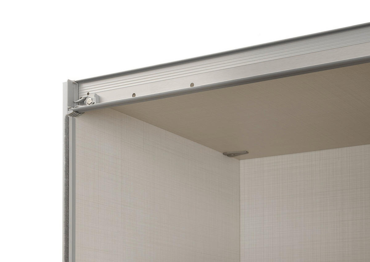 SCHWEBETÜRENSCHRANK  in Weiß  - Alufarben/Weiß, Design, Glas/Holzwerkstoff (249/222/68cm) - Moderano