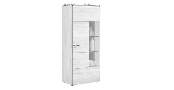 VITRINE Wildeiche massiv Eichefarben - Edelstahlfarben/Eichefarben, KONVENTIONELL, Glas/Holz (70,7/164,2/40,9cm) - Valnatura