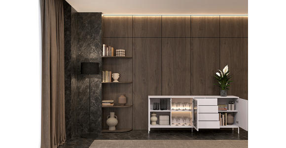 SIDEBOARD  205,8/81/38 cm 4 Schublade(n)  - Kaschmir, KONVENTIONELL, Glas/Holzwerkstoff (205,8/81/38cm) - Xora