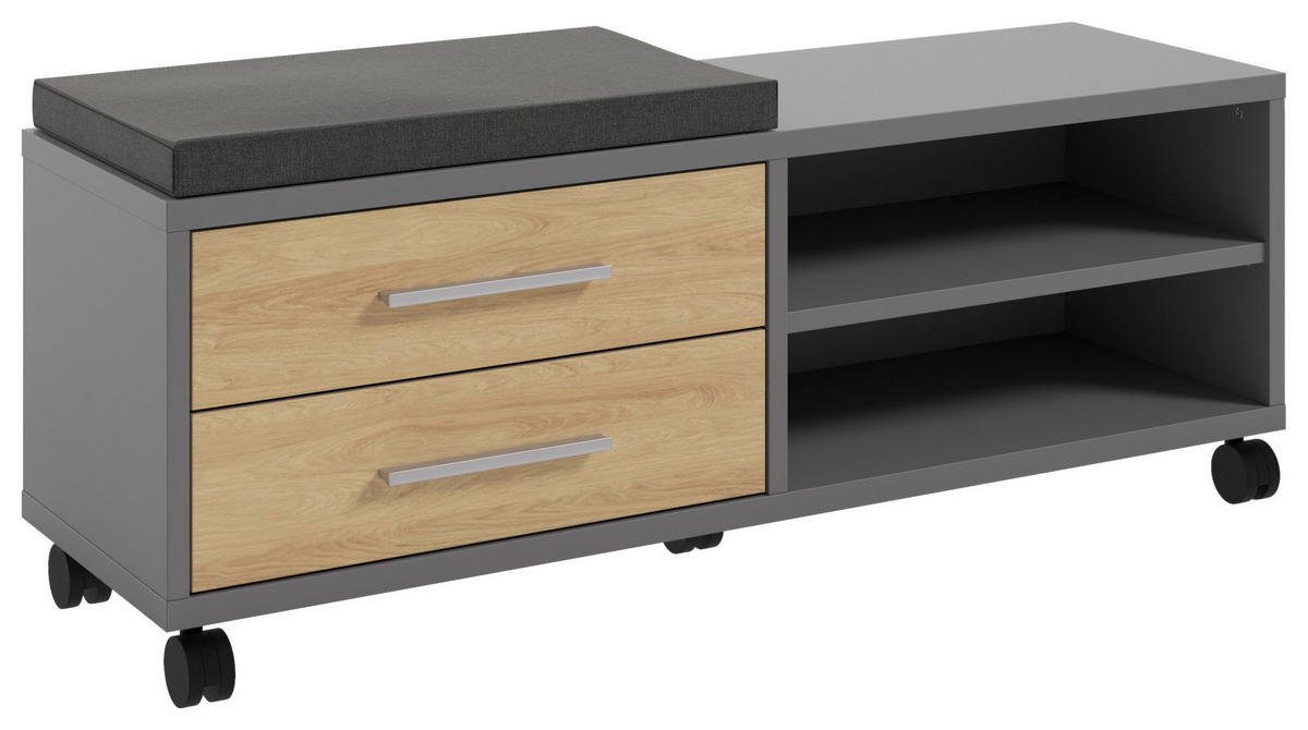 ROLLCONTAINER Hickory, Dunkelgrau  - Dunkelgrau/Alufarben, MODERN, Holzwerkstoff/Kunststoff (133/52,3/40cm)