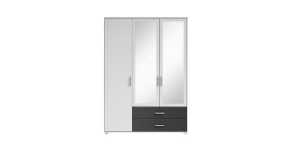 KLEIDERSCHRANK in Graphitfarben, Weiß - Alufarben/Graphitfarben, KONVENTIONELL, Glas/Holzwerkstoff (125/190/51cm) - Carryhome