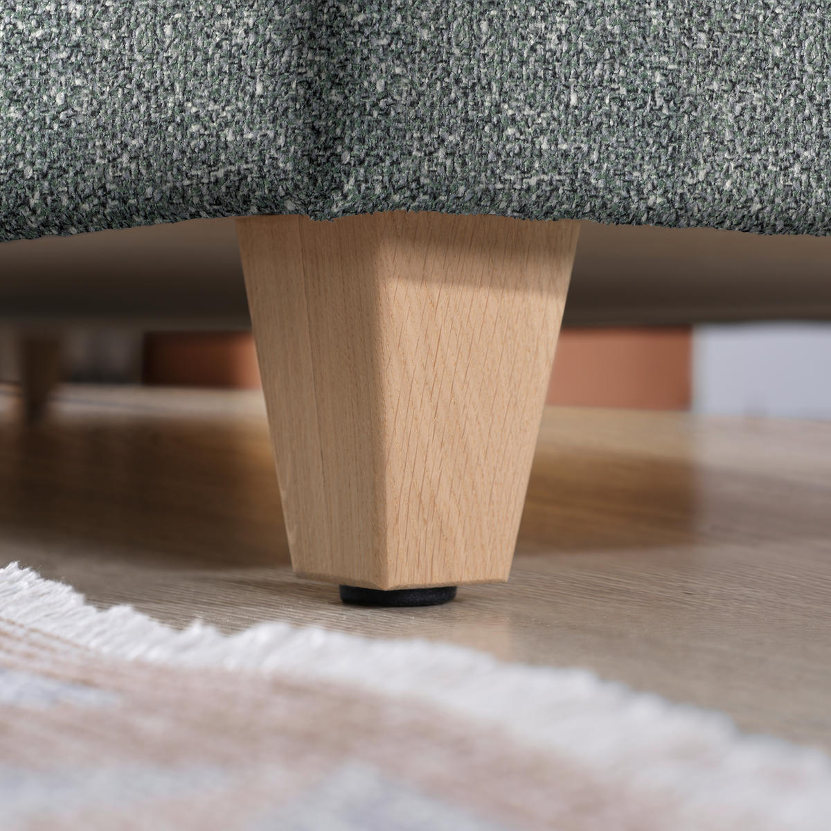 ECKSOFA  in Mikrovelours Graugrün  261/203 cm  - Eichefarben/Graugrün, KONVENTIONELL, Holz/Textil (261/203cm) - Sedda