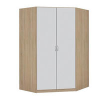 ECKSCHRANK in  - Weiss/Silberfarben, Konventionell, Holzwerkstoff/Kunststoff (117/197/52,2cm) - Boxxx
