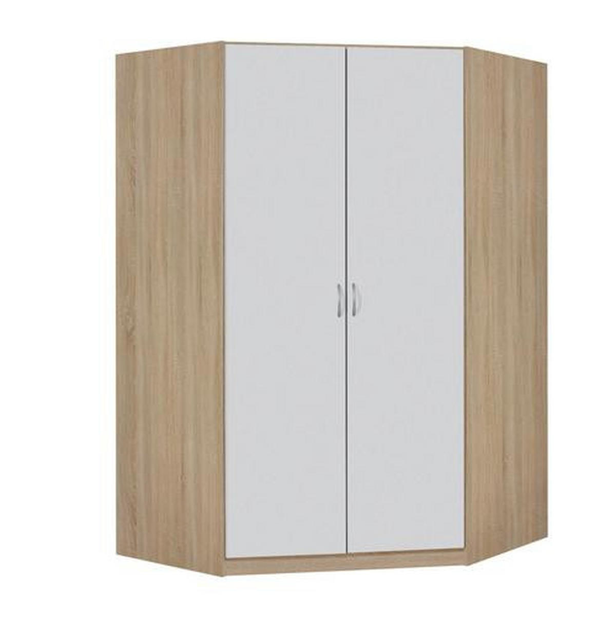 ECKSCHRANK in  - Weiss/Silberfarben, Konventionell, Holzwerkstoff/Kunststoff (117/197/52,2cm) - Boxxx