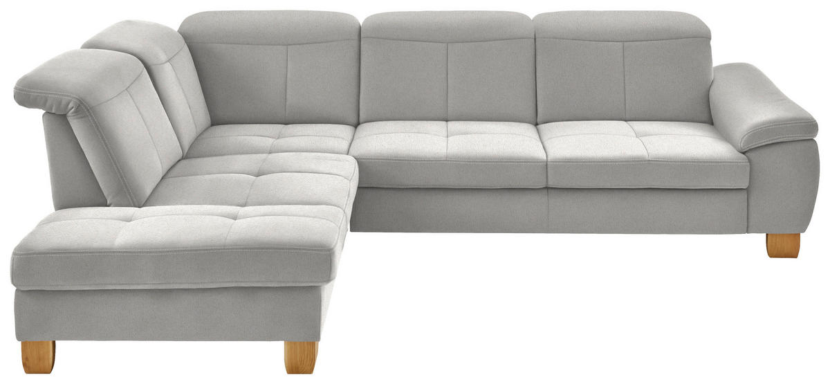 ECKSOFA  in Flachgewebe Weiß  243/301 cm  - Wildeiche/Weiß, Natur, Holz/Textil (243/301cm) - Voleo