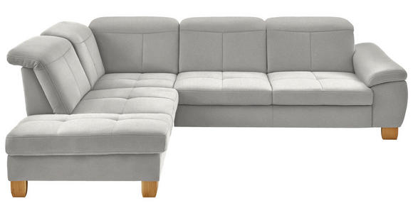 ECKSOFA  in Flachgewebe Weiß  243/301 cm  - Wildeiche/Weiß, Natur, Holz/Textil (243/301cm) - Voleo