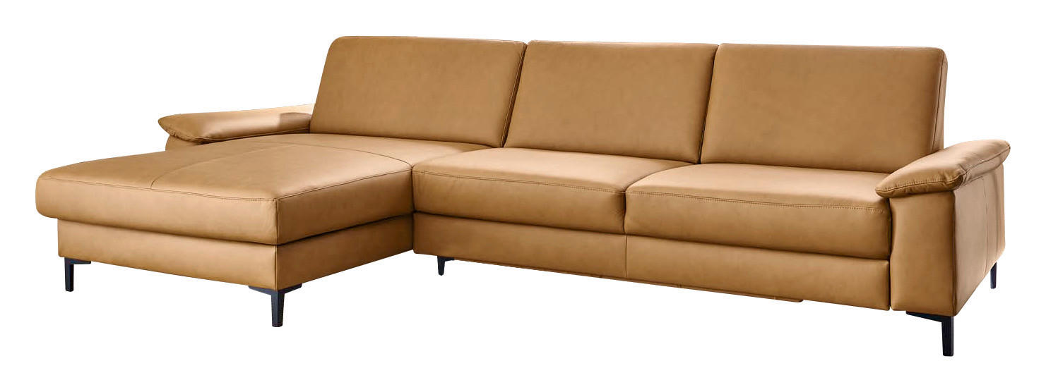 ECKSOFA in Echtleder Currygelb  175/334 cm  - Currygelb/Schwarz, Design, Leder/Metall (175/334cm) - Dieter Knoll