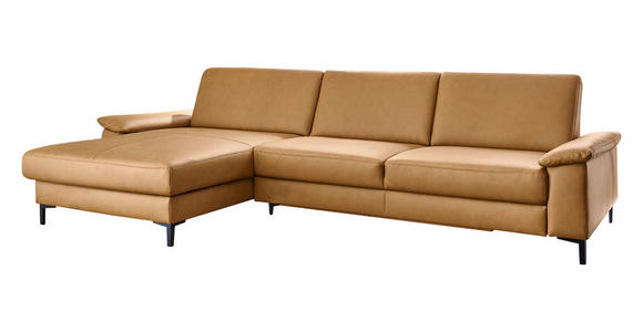 ECKSOFA Latina Plus in Echtleder Currygelb  175/334 cm  - Currygelb/Schwarz, Design, Leder/Metall (175/334cm) - Dieter Knoll