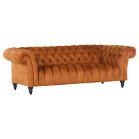 BIGSOFA in Flachgewebe Cognac  - Cognac/Schwarz, Trend, Holz/Textil (230/74/101cm) - Livetastic