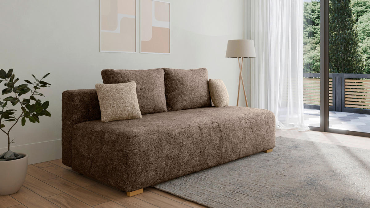 SCHLAFSOFA MOSS Taupe, Beige  inkl. Rückenkissen, Schlaffunktion, Stauraum  - Taupe/Beige, Design, Holzwerkstoff/Kunststoff (200/90/100cm) - MID.YOU