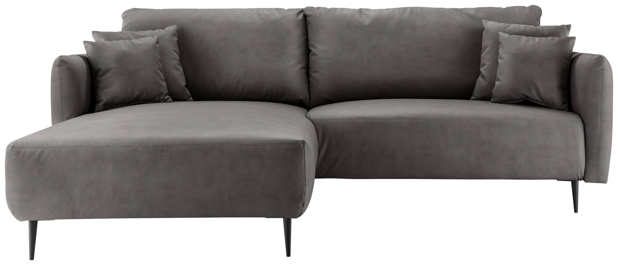ECKSOFA Anthrazit Lederlook  - Anthrazit/Schwarz, Design, Textil/Metall (178/264-302cm) - Livetastic