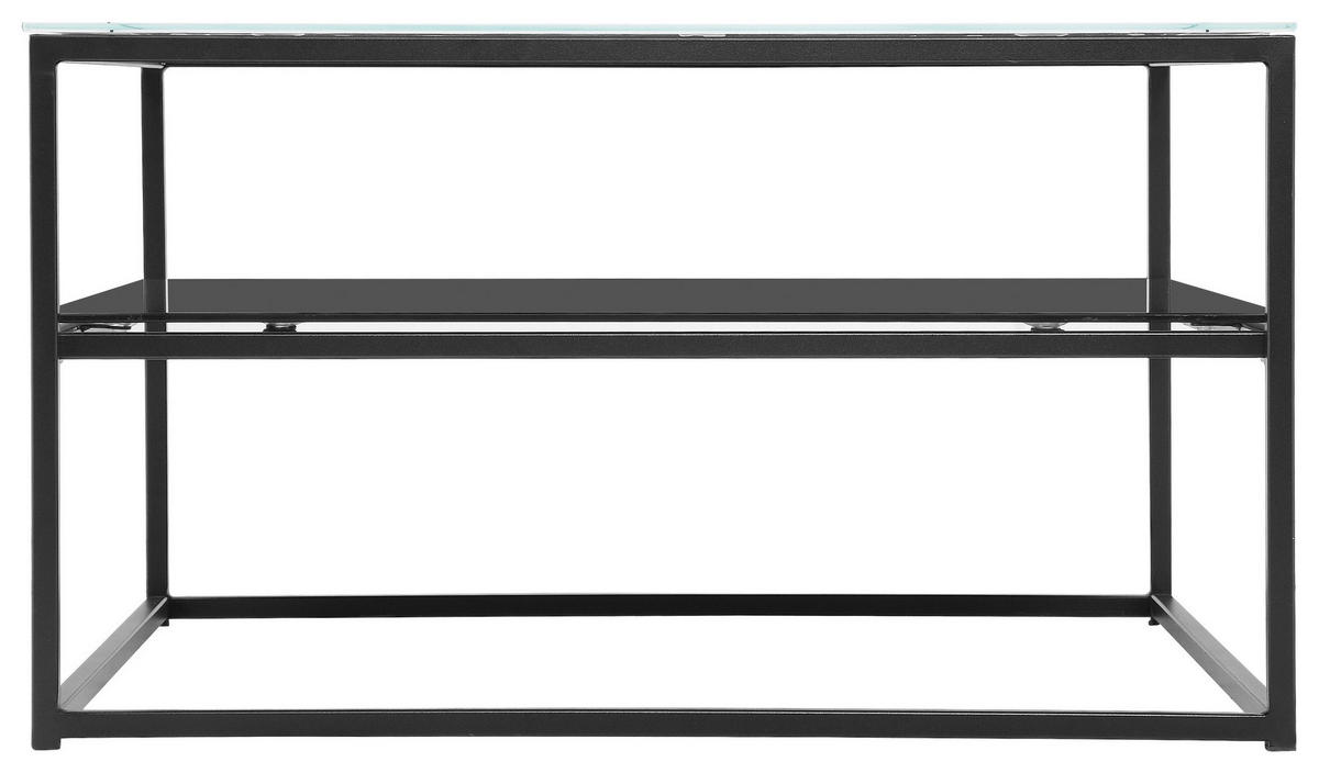 COUCHTISCH Klarglas 75/75/43 cm quadratisch Schwarz, Weiß  - Schwarz/Weiß, Design, Glas/Metall (75/75/43cm) - Livetastic