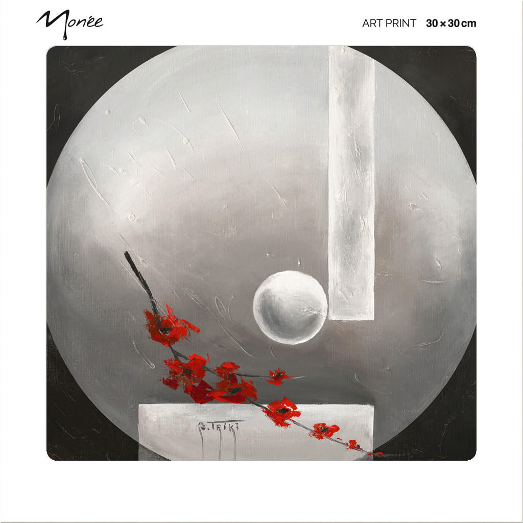 KUNSTDRUCK Stillleben, Blumen, Zen, orientalisch 30/30 cm  - Dunkelgrau/Hellgrau, Basics, Papier (30/30cm) - Monee