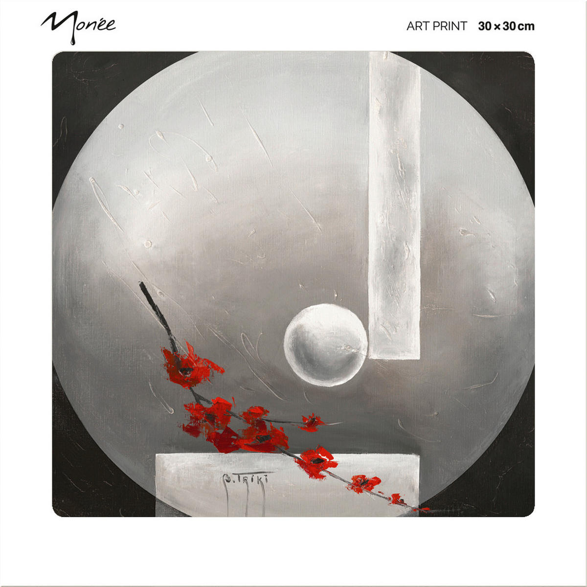 KUNSTDRUCK Stillleben, Blumen, Zen, orientalisch 30/30 cm  - Dunkelgrau/Hellgrau, Basics, Papier (30/30cm) - Monee