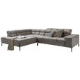 ECKSOFA in Velours Grau  216/321 cm  - Grau, Design, Textil/Metall (216/321cm) - Hom`in