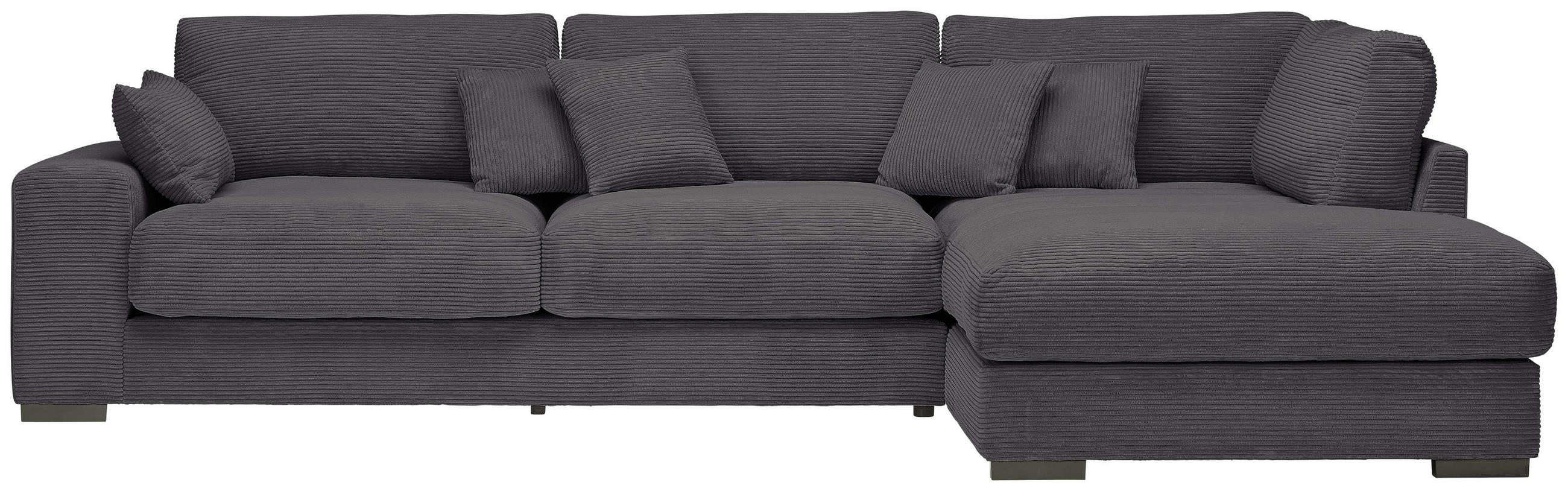 ECKSOFA in Cord Graphitfarben  - Schwarz/Graphitfarben, Design, Kunststoff/Textil (340/205cm) - Lomoco