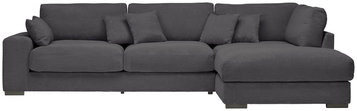ECKSOFA in Cord Graphitfarben  - Schwarz/Graphitfarben, Design, Kunststoff/Textil (340/205cm) - Lomoco