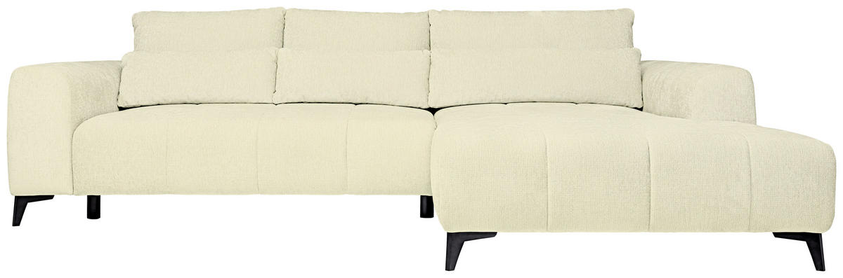 HÖRNSOFFA i chenille cremefärgad  - svart/cremefärgad, Klassisk, textil/plast (279/222cm) - MID.YOU