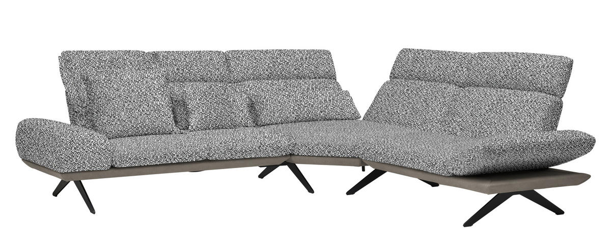 ECKSOFA in Flachgewebe Anthrazit, Weiß  239/270 cm  - Anthrazit/Schwarz, Design, Textil/Metall (239/270cm) - Koinor